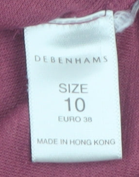 Debenhams Women Red Embroidered V-Neck Knit Jumper Size 10