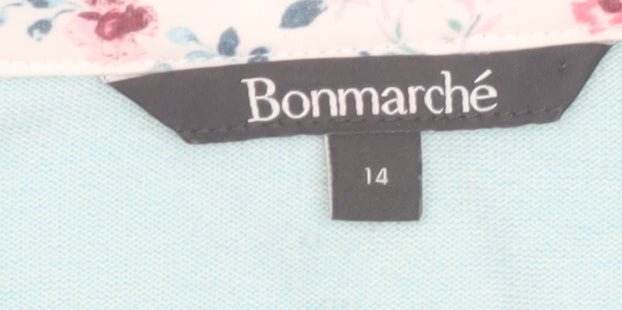 Bonmarché Women’s Blue 3/4 Sleeve V-Neck Blouse Size 14