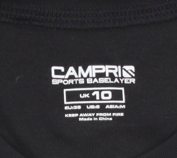 Campri Womens Black Long Sleeve Sports Baselayer Top UK 10