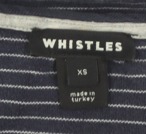 Whistles Women's Blue Striped Cotton T-Shirt XS Short Sleeve