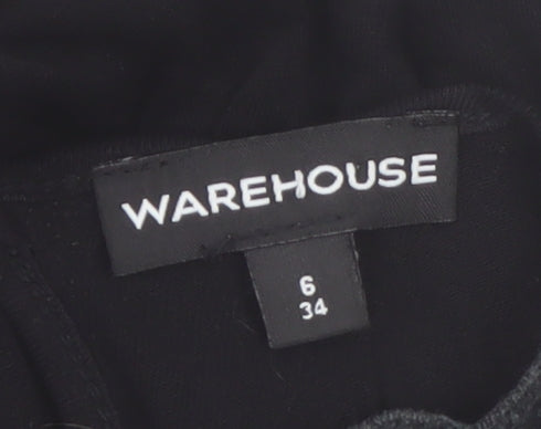 Warehouse Women’s Black Crochet Detail Long Sleeve Short Dress Size 6