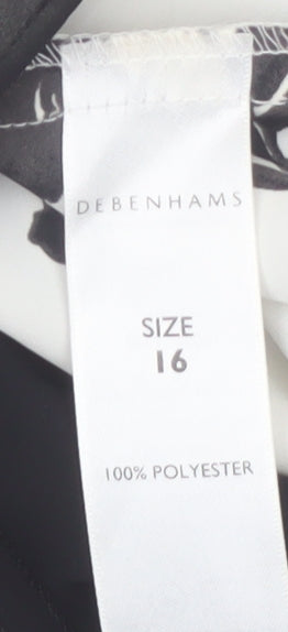 Debenhams Women’s Black Floral Chiffon V-Neck Blouse Size 16