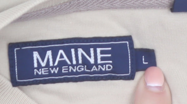 Maine New England Men’s Beige Long Sleeve Cotton Casual Top L