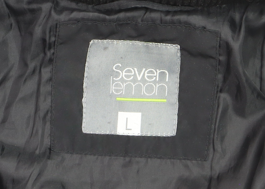 Seven Lemon Men’s Black Hooded Puffer Jacket L Winter Casual
