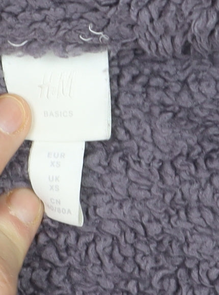 H&M Women Grey XS 1/2 Zip Fleece Pullover Sweatshirt