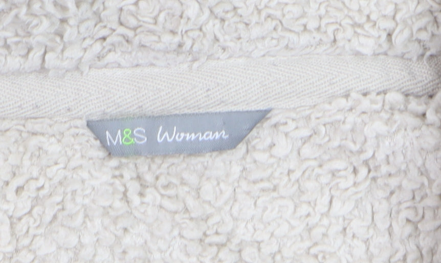 Marks & Spencer Women Beige Fleece 1/4 Zip Pullover Sweatshirt Size 12