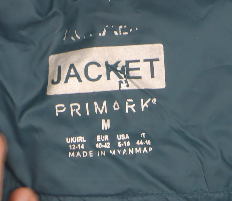 Primark Womens Green Medium Puffer Jacket Lightweight Quilted Coat