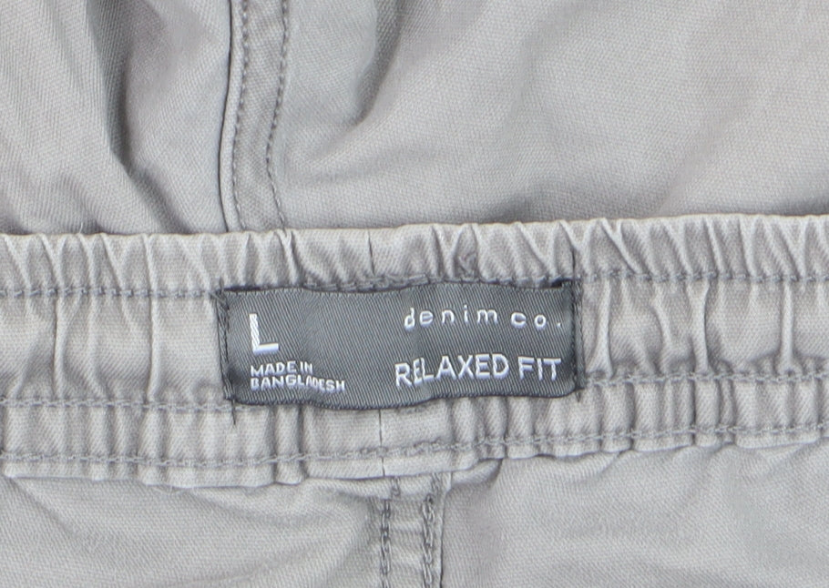 Denim Co Men Beige Cargo Trousers L Relaxed Fit Jogger Style