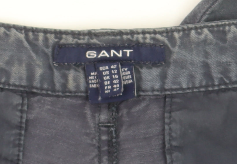 GANT Womens Grey Cargo Trousers Size 16 Lightweight Linen Blend