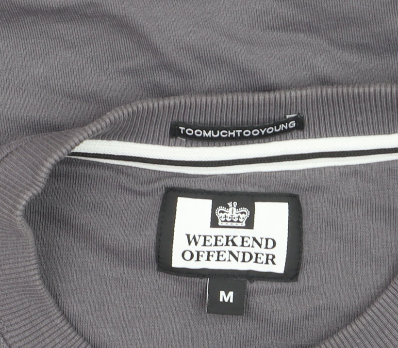 Weekend Offender Men's Grey Regular Fit Cotton Crew Neck Sweatshirt M