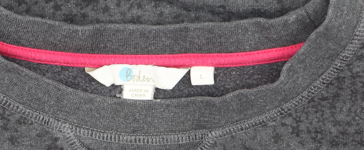 Boden Women Grey Pullover Sweatshirt L Soft Textured Casual Wear