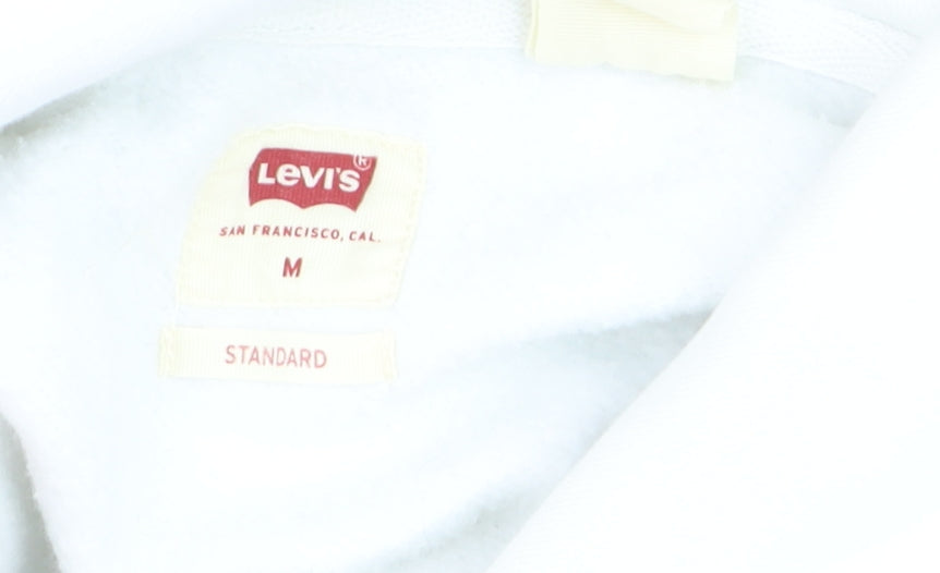 Levi's Men's White Pullover Hoodie Size M Graphic Logo Fleece