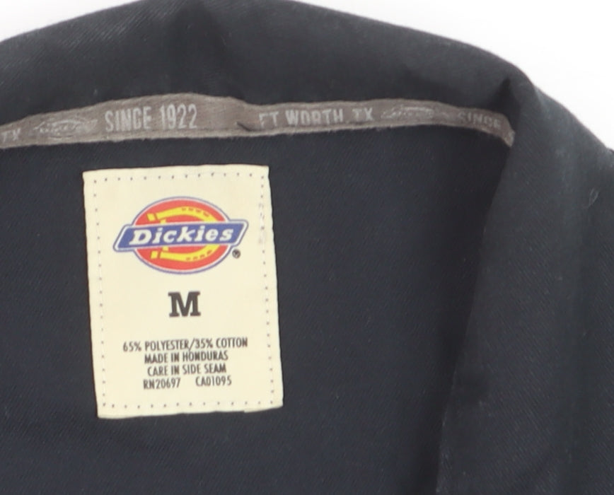 Dickies Men Black Red Short Sleeve Colourblock Work Shirt M