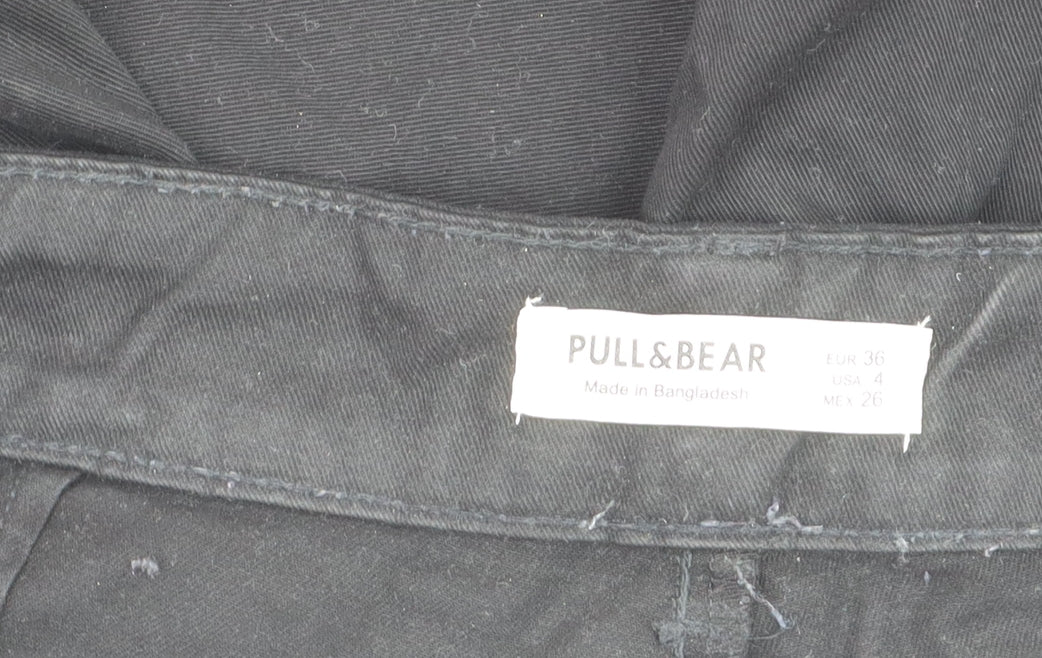 Pull&Bear Men's Black Cargo Trousers Size S Regular Cotton