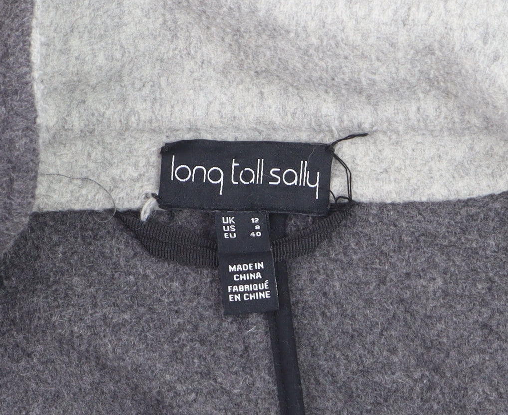 Long Tall Sally Women's Grey Wool Blend Long Overcoat Size 12