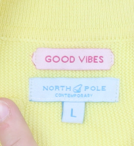 Good Vibes North Pole Contemporary Yellow Retro Men's L Polo Shirt
