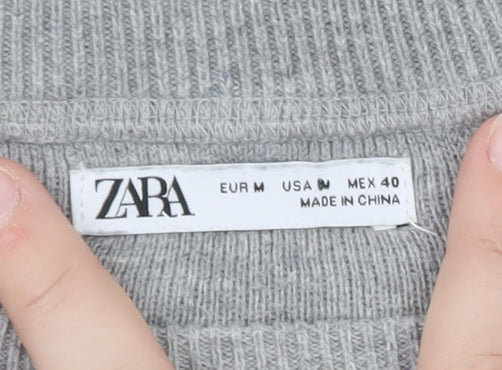 Zara Men Grey Cotton Knit Crew Neck Pullover Jumper M