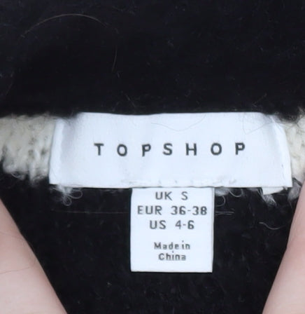 Topshop Women’s Black White Striped Mohair Wool Jumper S