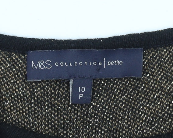 Marks & Spencer Women’s Black Petite 10 Metallic Knit Shift Dress