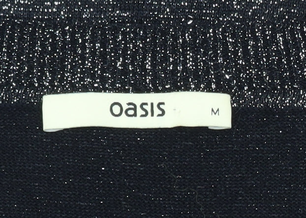 Oasis Womens Black Knit Long Sleeve Shift Dress M