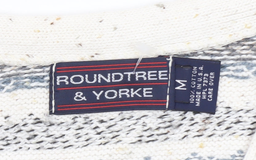 Roundtree & Yorke Women's Beige Fair Isle Knit Cotton Vest M