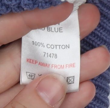 Cotton Traders Women Blue White Stripe Chunky Knit Jumper M
