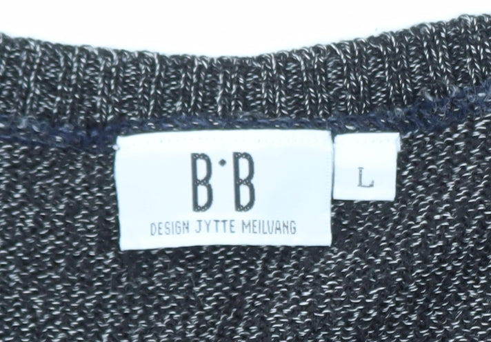 B·B Design Jytte Meilvang Women's Grey L V-Neck Knit Pullover Jumper