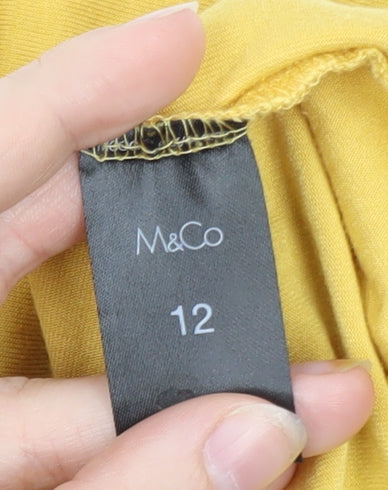 M&Co Women Yellow Roll Neck Long Sleeve Jersey Top Size 12