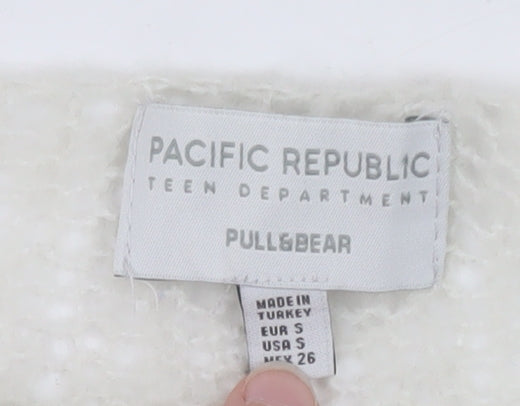 Pull&Bear Teens Beige Open Knit Mohair Blend Pullover Jumper S