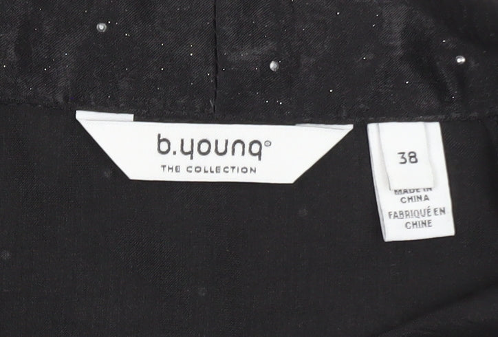 b.young Women’s Black Wrap Blouse Size 12 Short Sleeve Glitter
