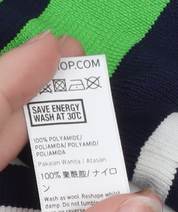 Topshop Women Navy Stripe Boat Neck Jumper Size 10