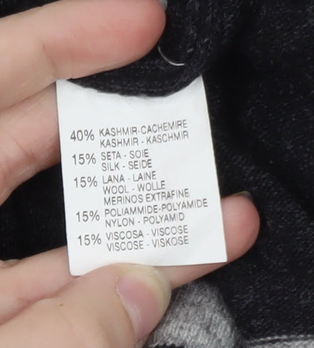 Cashmere Silk Company Women's Black V-Neck Jumper Size XL
