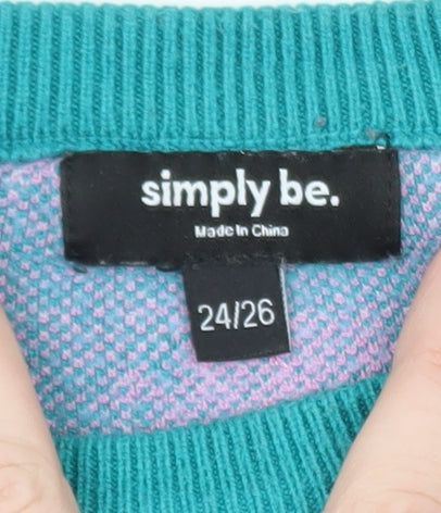 Simply Be Women's Multicoloured Animal Print Crew Neck Jumper Size 24