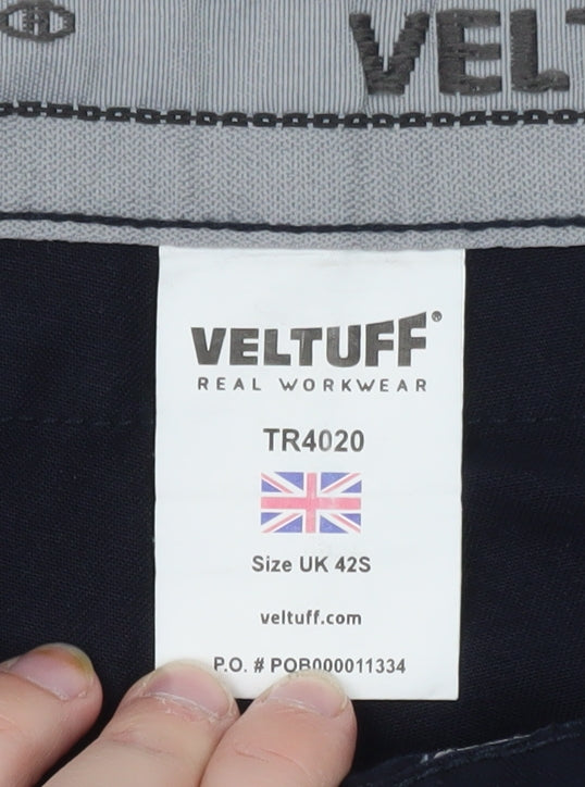 VELTUFF Men's Blue Cargo Work Trousers Size 42S Regular Fit