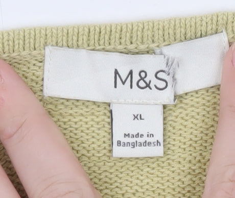 Marks & Spencer Women Beige XL Cotton Button Cardigan