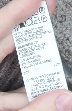 Marks & Spencer Men’s Beige Lambswool Blend Chunky Knit Jumper L