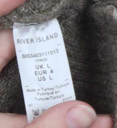 River Island Women Brown Wool Blend Crew Neck Jumper L