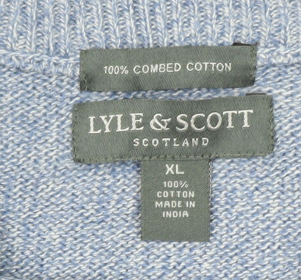 Lyle & Scott Men Blue XL Cable-Knit Cotton Crew Neck Jumper