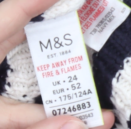 Marks & Spencer Women’s Navy Stripe Cotton Knit Jumper Size 24