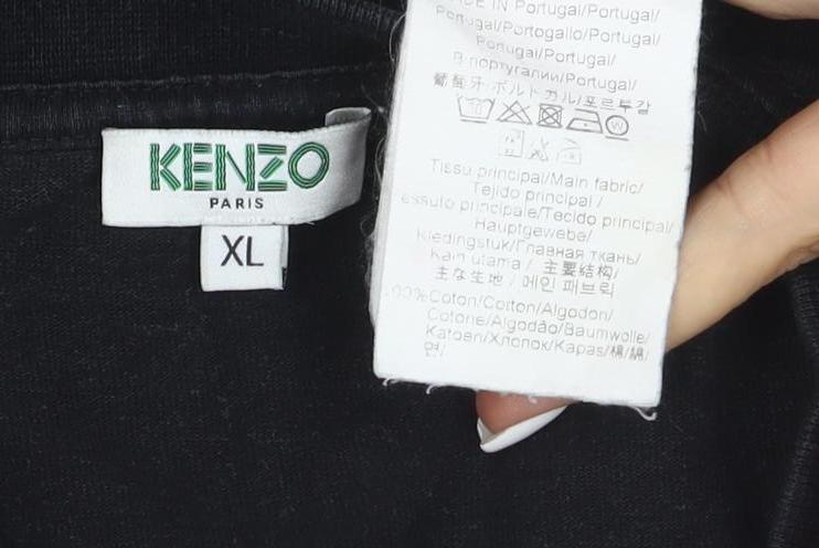 Kenzo Men Black XL Embroidered Tiger Logo Cotton T-Shirt