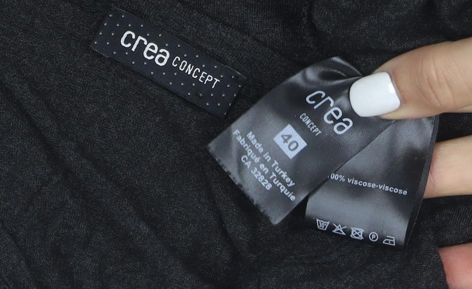 Crea Concept Women Black Long Sleeve A-Line Jersey Dress Size 12