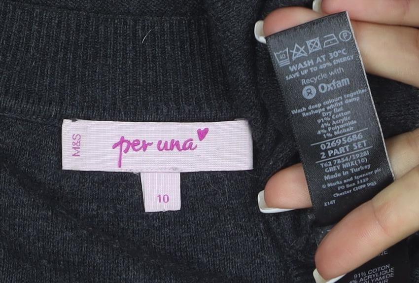 Marks & Spencer Women Grey Size 10 Knit Jumper Dress