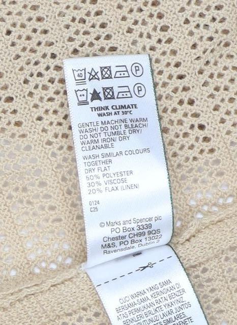 Marks & Spencer Women Beige Open Knit Long Sleeve Cardigan M