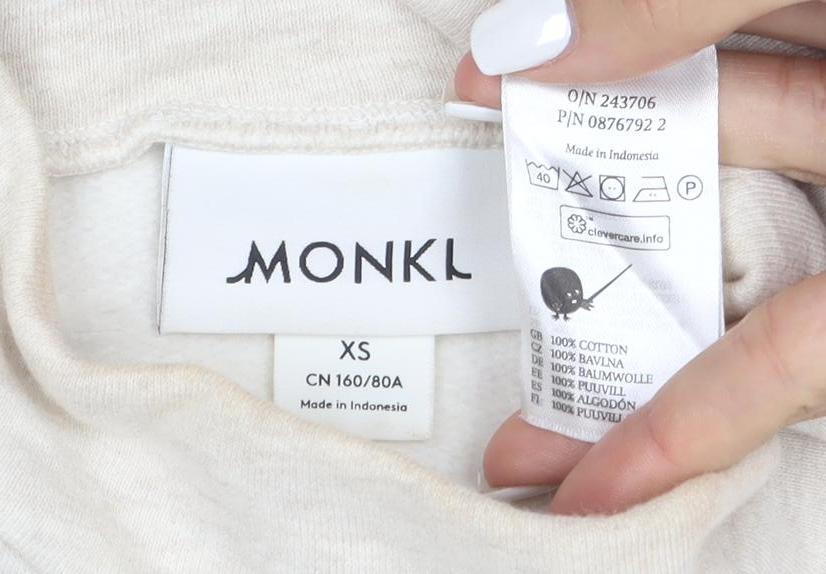 Monki Women Beige XS Cropped Pullover Sweatshirt