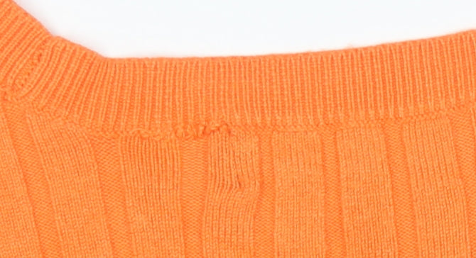 Marks and Spencer Women’s Orange Ribbed Knit 3/4 Sleeve Top Size M