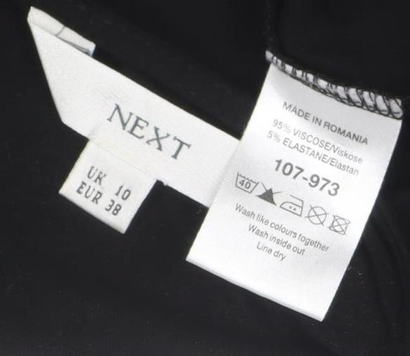 Next Women's Black V-Neck Bodycon Dress Size 10 3/4 Sleeve