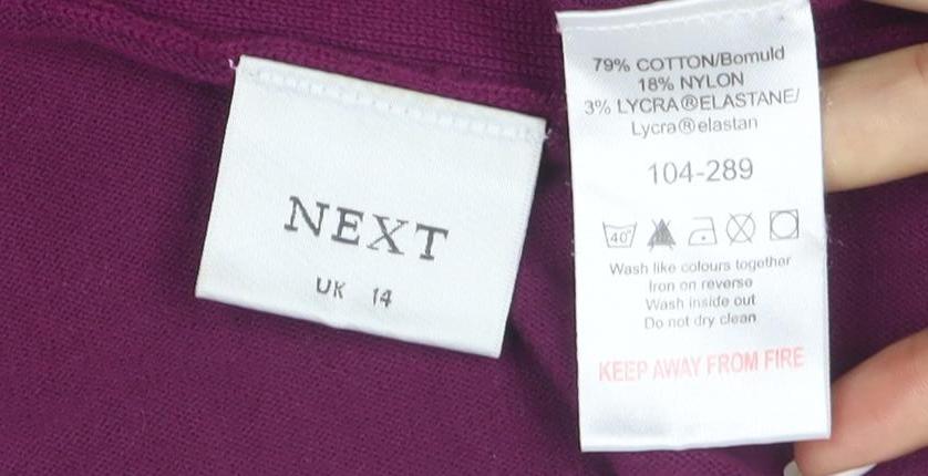 Next Women Purple Bow Front Cardigan UK 14 Long Sleeve Knit