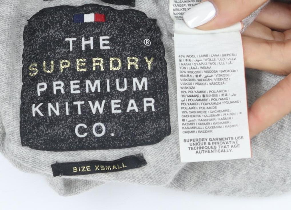 Superdry Women Grey Roll Neck Wool Blend Jumper XS