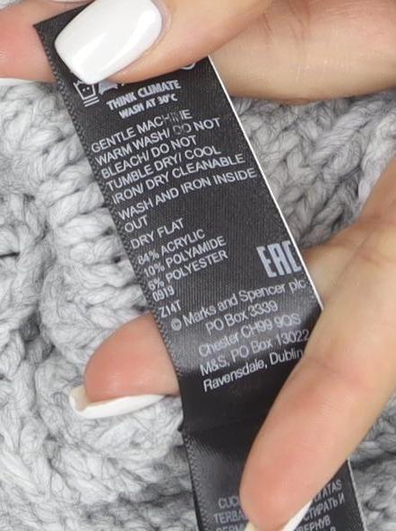 Marks & Spencer Mens Grey Cable Knit High Neck Jumper Size S