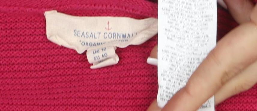 Seasalt Cornwall Women's Red Cotton Crew Neck Jumper Size 14